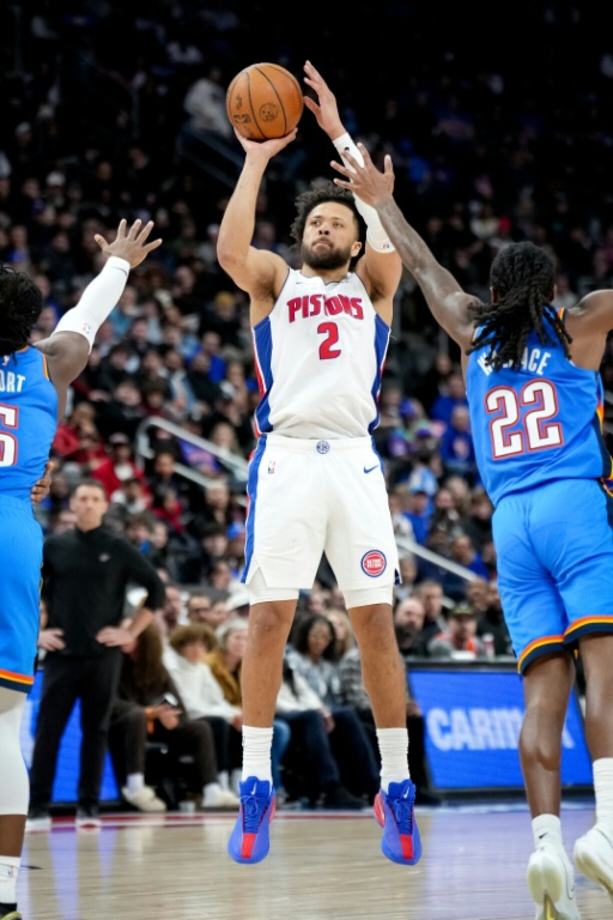 Cade Cunningham lors du match NBA des Detroit Pistons contre l'Oklahoma City Thunder, le 25 février 2026 à Détroit