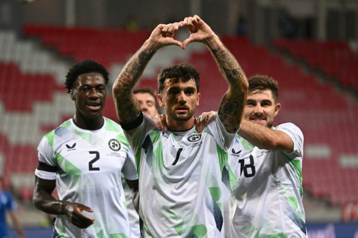 Troy Parrott made a heart sign with his hands after opening the scoring on 14 minutes