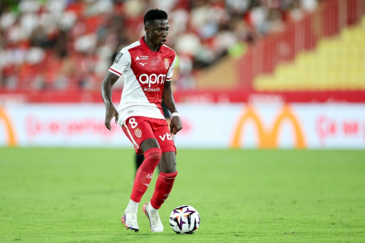 Le milieu sénégalais Lamine Camara lors du choc de Ligue 1 entre Monaco et l'Olympique de Marseille au stade Louis II, le 30 août 2026