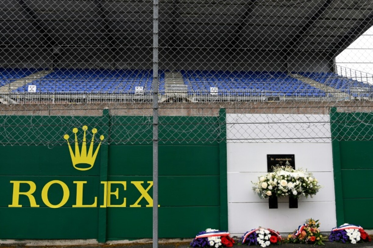 A plaque honours the 1955 Le Mans disaster