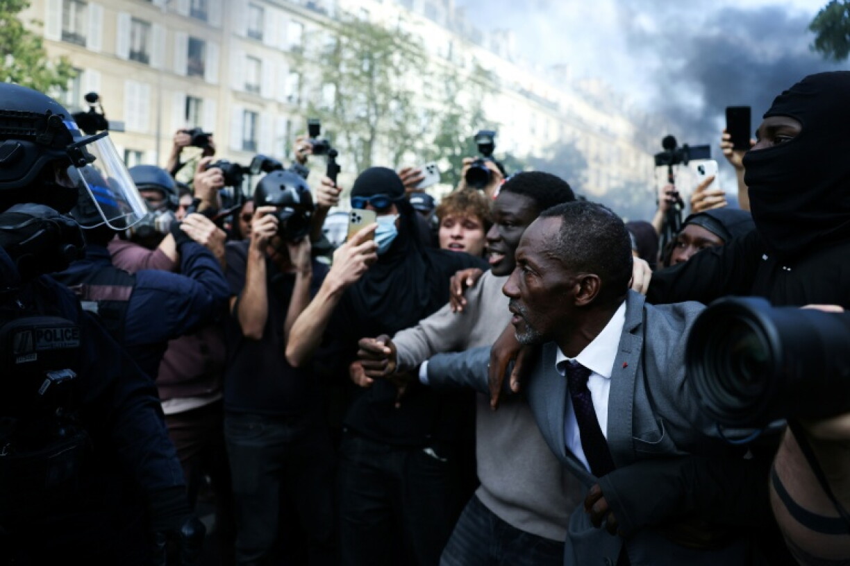 Adults including Saint-Denis Mayor Bally Bagayoko turned out in droves to support the students