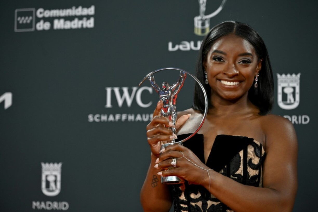 American gymnast Simone Biles was voted Sportswoman of the Year at the Laureus World Sports Awards in Madrid