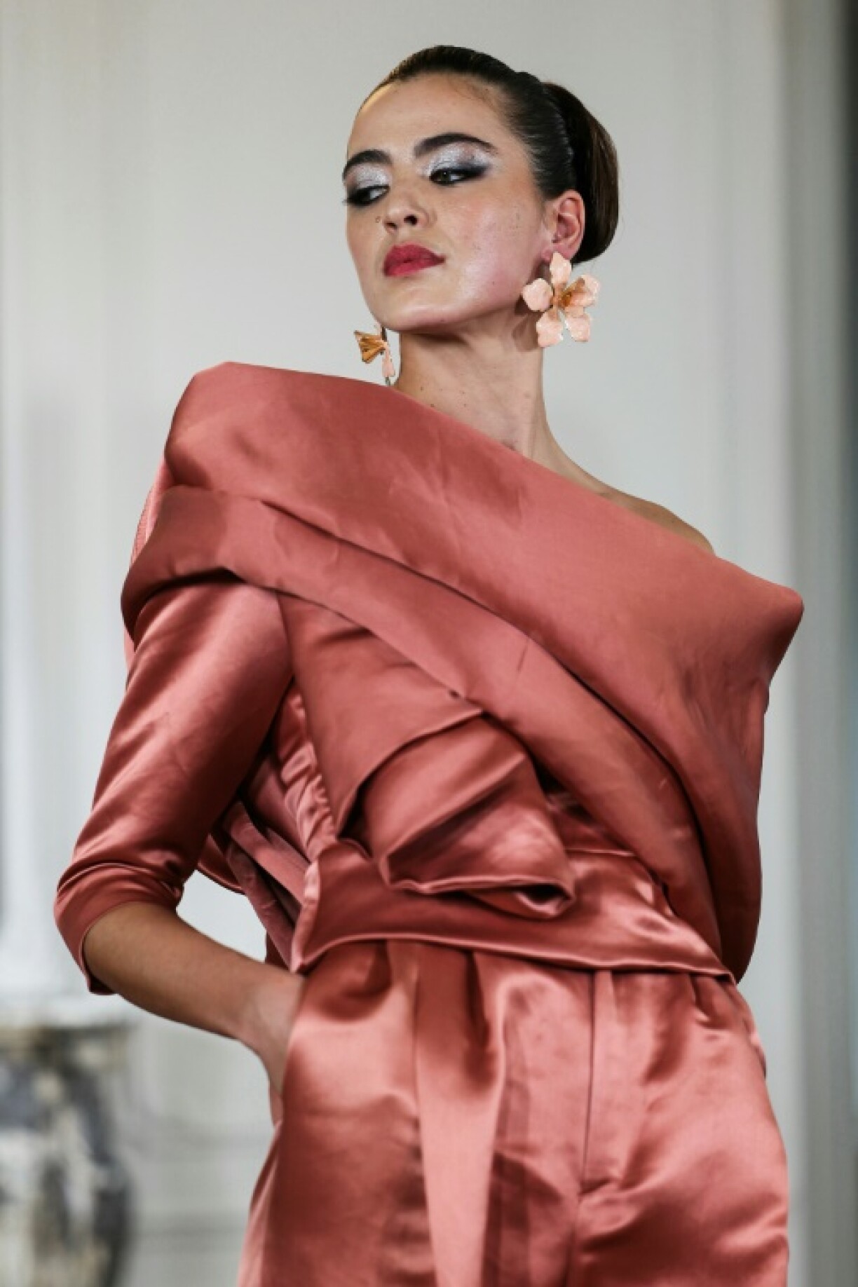 A model wearing a design by Cameroonian creator Imane Ayissi during Haute Couture Week