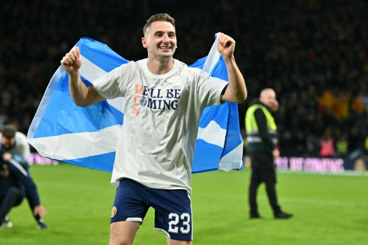 Midfielder Kenny McLean celebrates after Scotland's 4-2 win against Denmark in Glasgow
