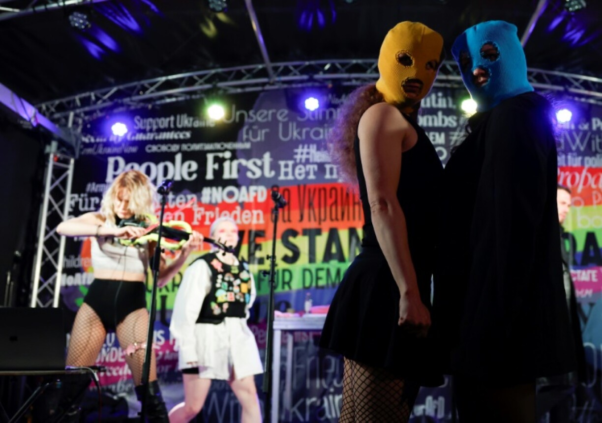 Russian protest and performance art group Pussy Riot held a pre-election show in Berlin.