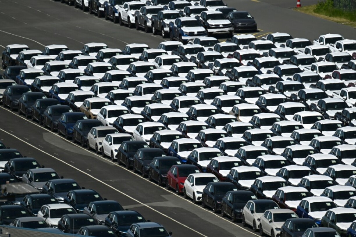New Volkswagen cars at a German plant ready to be shipped