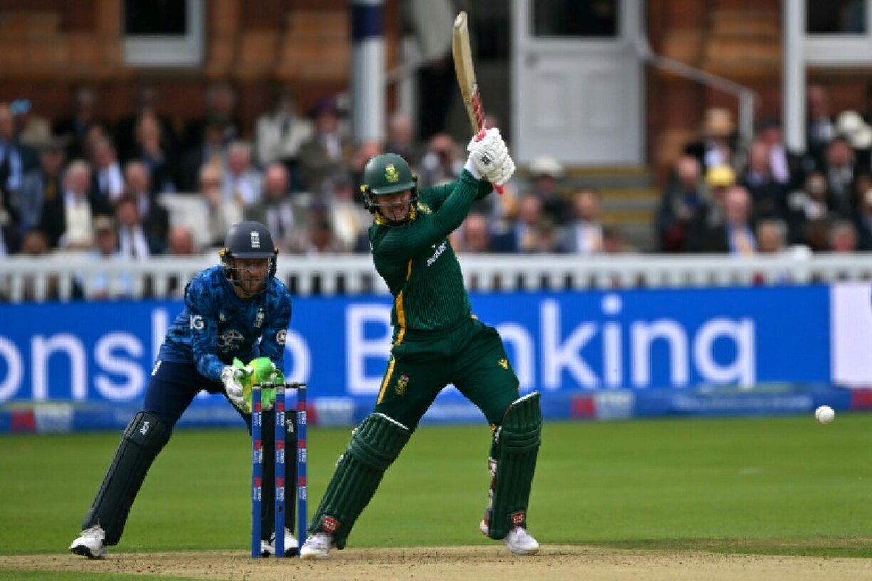 South Africa's Matthew Breetzke hits out during his 85 in the second ODI against England at Lord's