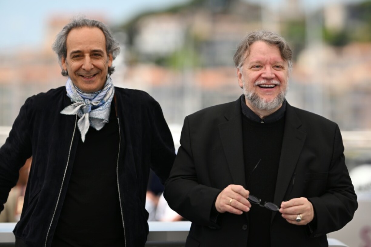 Mexican film director Guillermo del Toro (right) with fellow Oscar winner, French composer Alexandre Desplat at Cannes