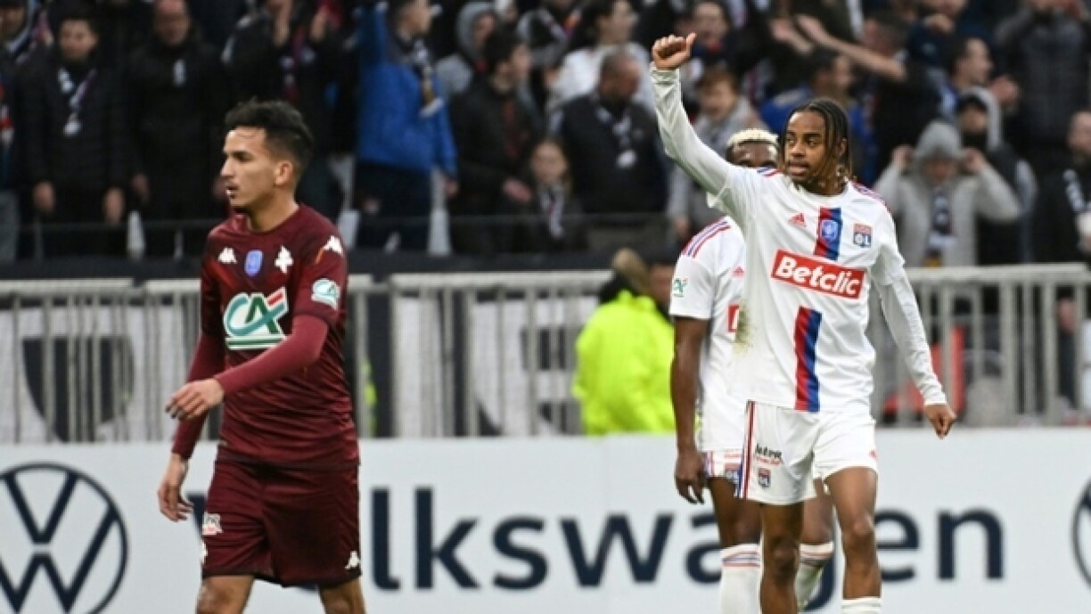 Le jeune attaquant de Lyon Bradley Barcola, buteur face à Metz, en Coupe de France, le 7 janvier 2023 à Décines-Charpieu