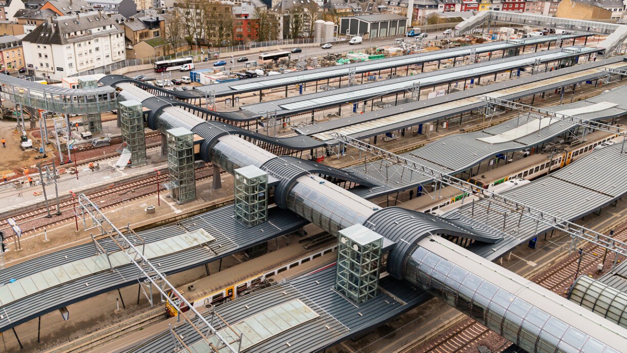 E Bléck op d'Stater Gare vun uewen.