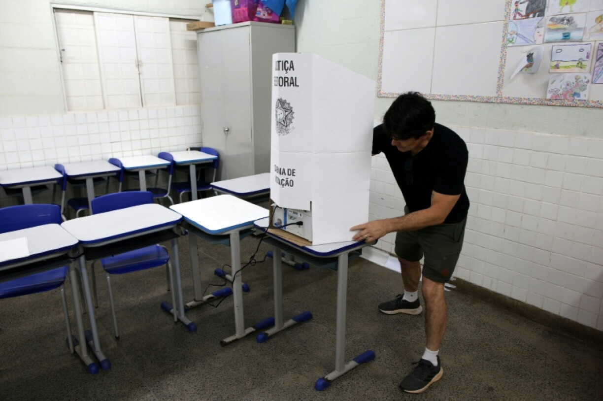 Election staff are hard at work setting up voting booths around the country