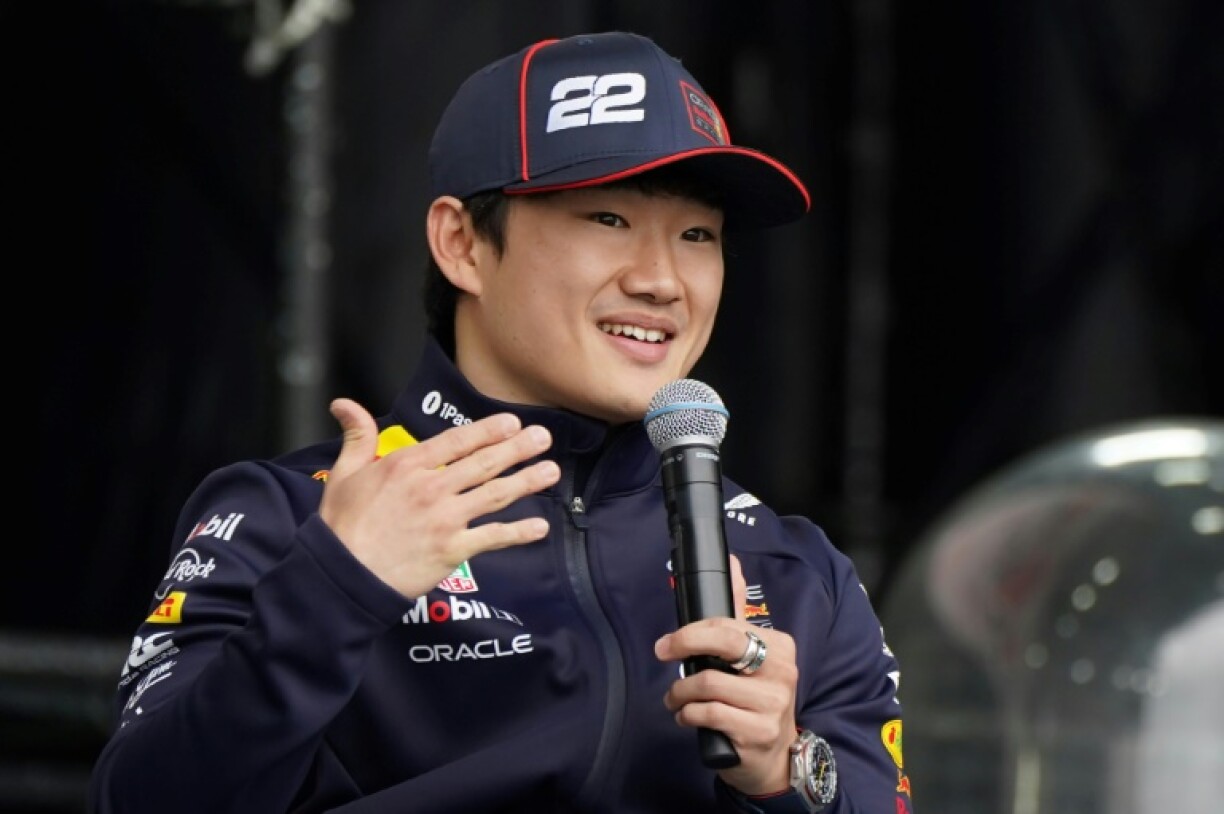 Le Japonais Yuki Tsunoda, nouvel équipier de Max Verstappen chez Red Bull, interrogé le 2 avril, pendant le festival F1 de Tokyo 2025, en marge du Grand Prix de Suzuka