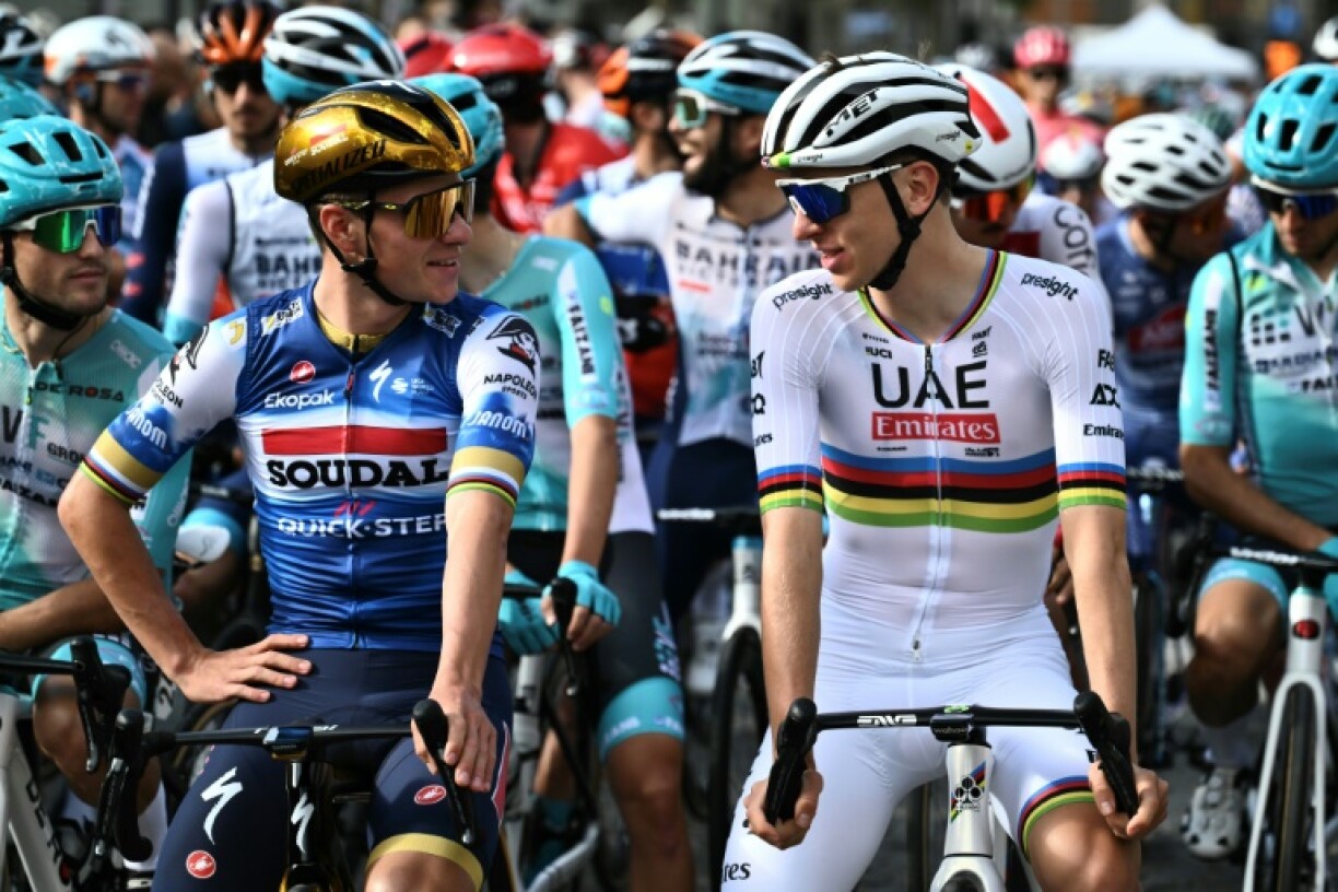 Olympic champion Remco Evenepoel will have his gold helmet on Sunday when he takes on world champion Tadej Pogacar in his rainbow jersey