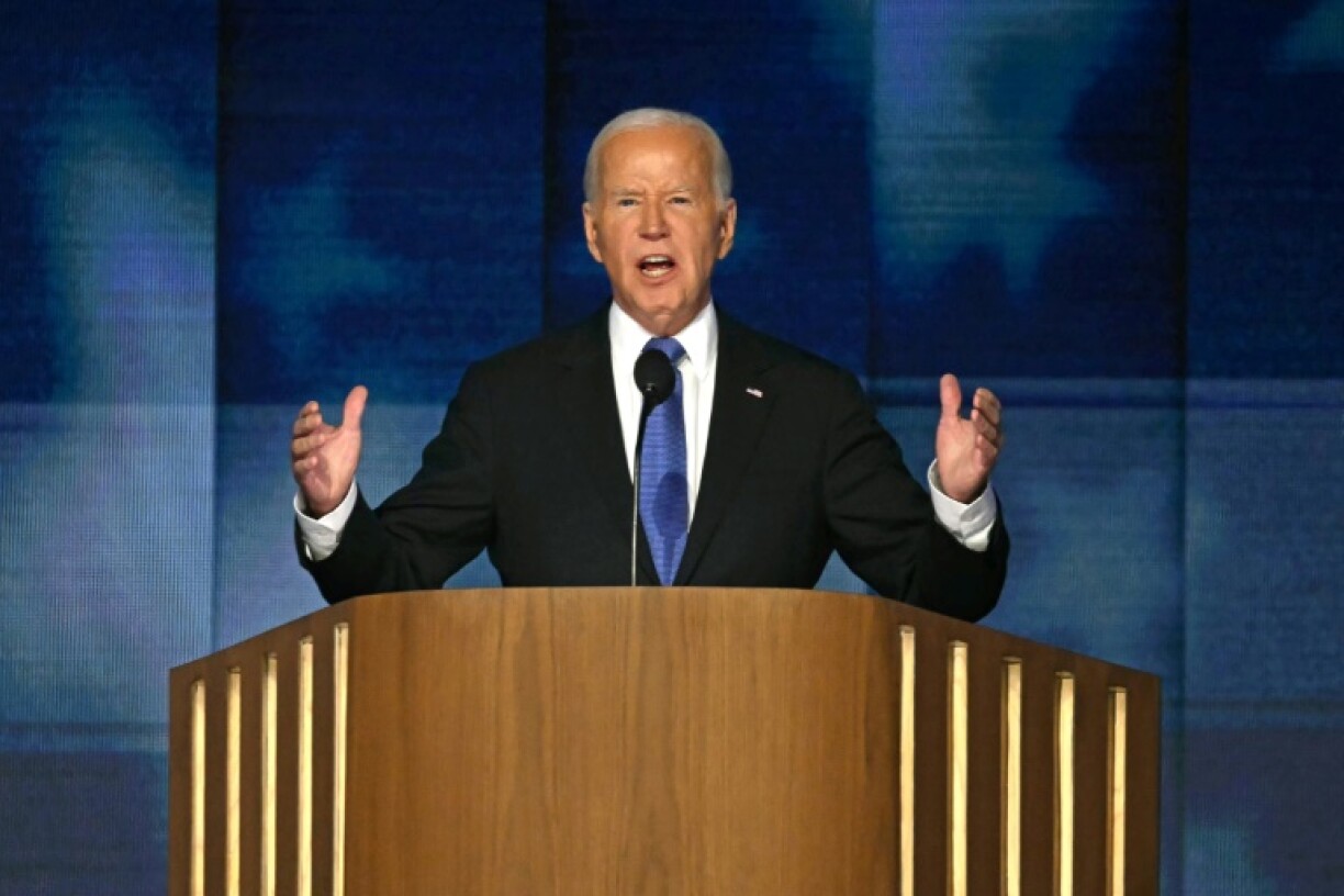 Le président Joe Biden s'exprime lors de la convention démocrate, le 19 août 2024 à Chicago