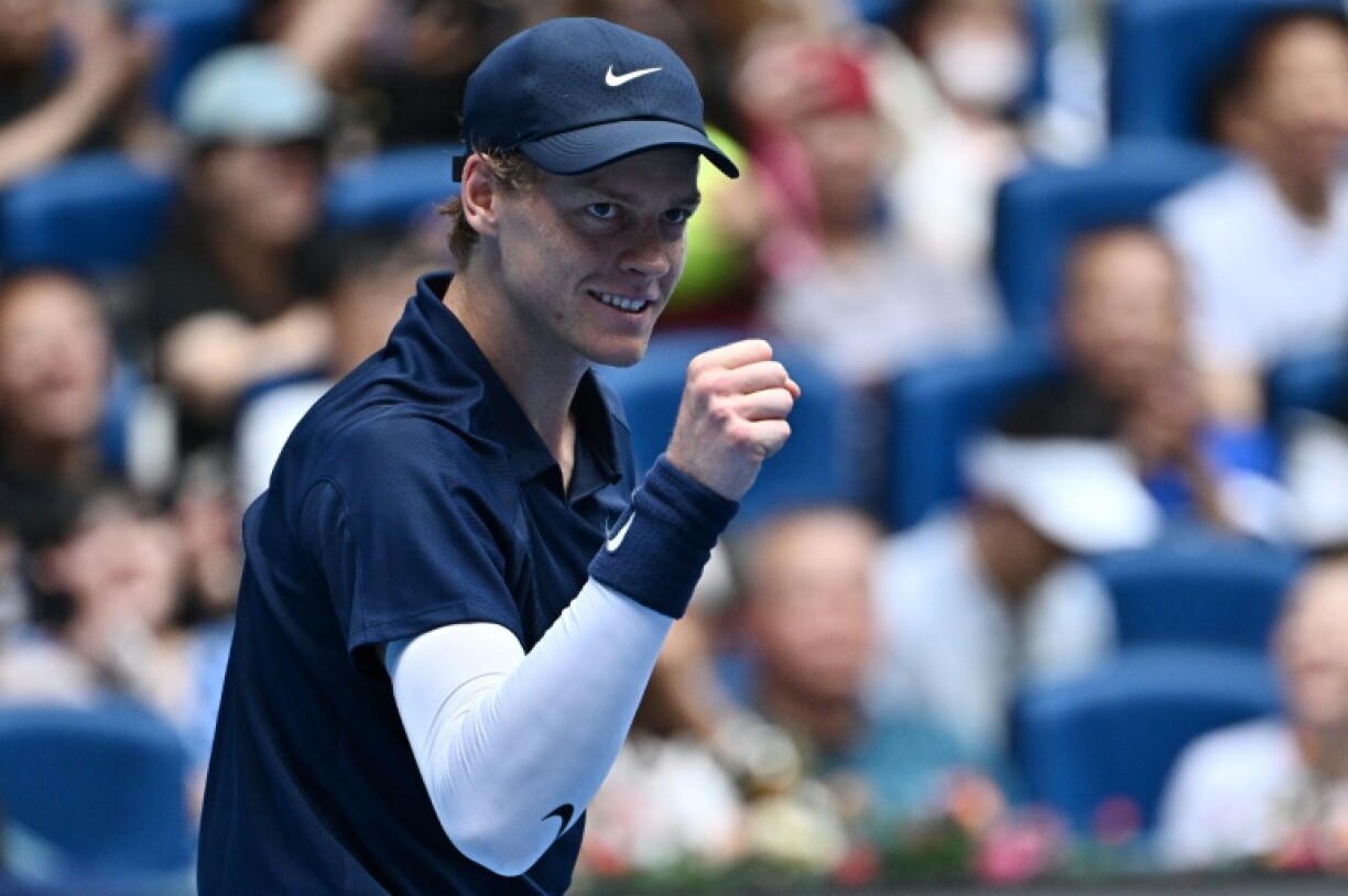 Italy’s Jannik Sinner reacts after winning a point