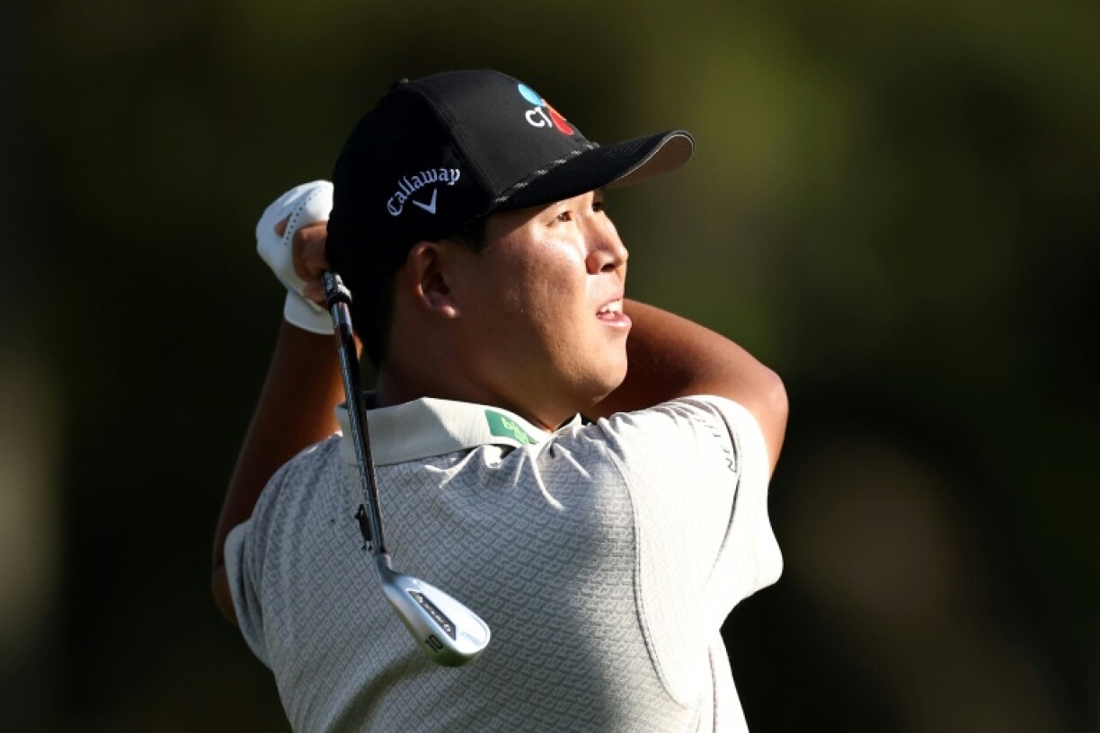 South Korean Kim Si-woo eyes a shot on the way to the third-round lead in the US PGA Tour RBC Heritage