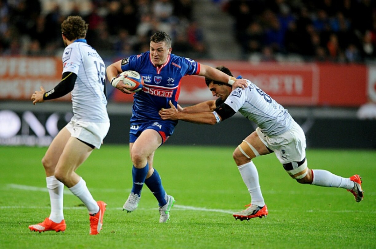Denis Coulson, centre, and the other defendants played for Grenoble at the time of the alleged rape