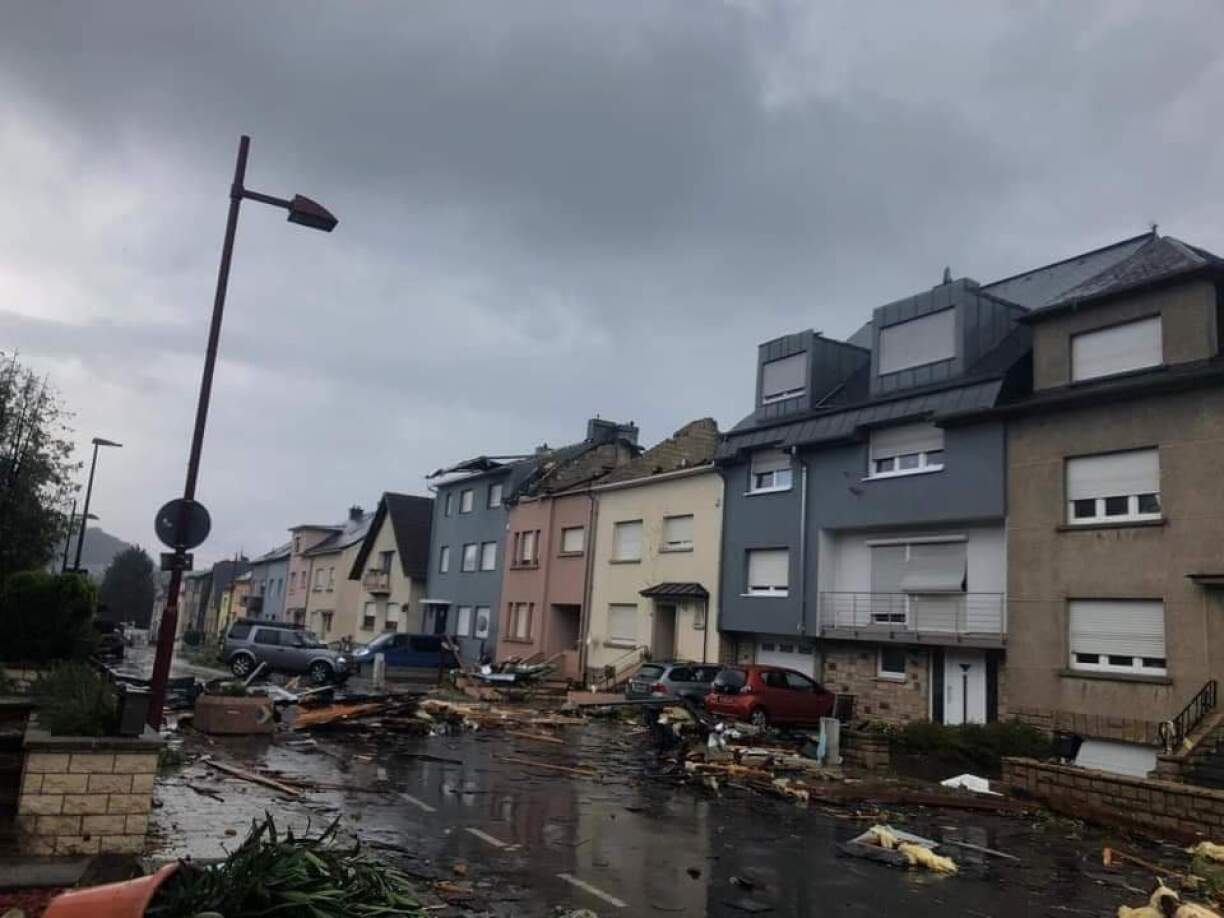 More damage seen in a street in Petange.