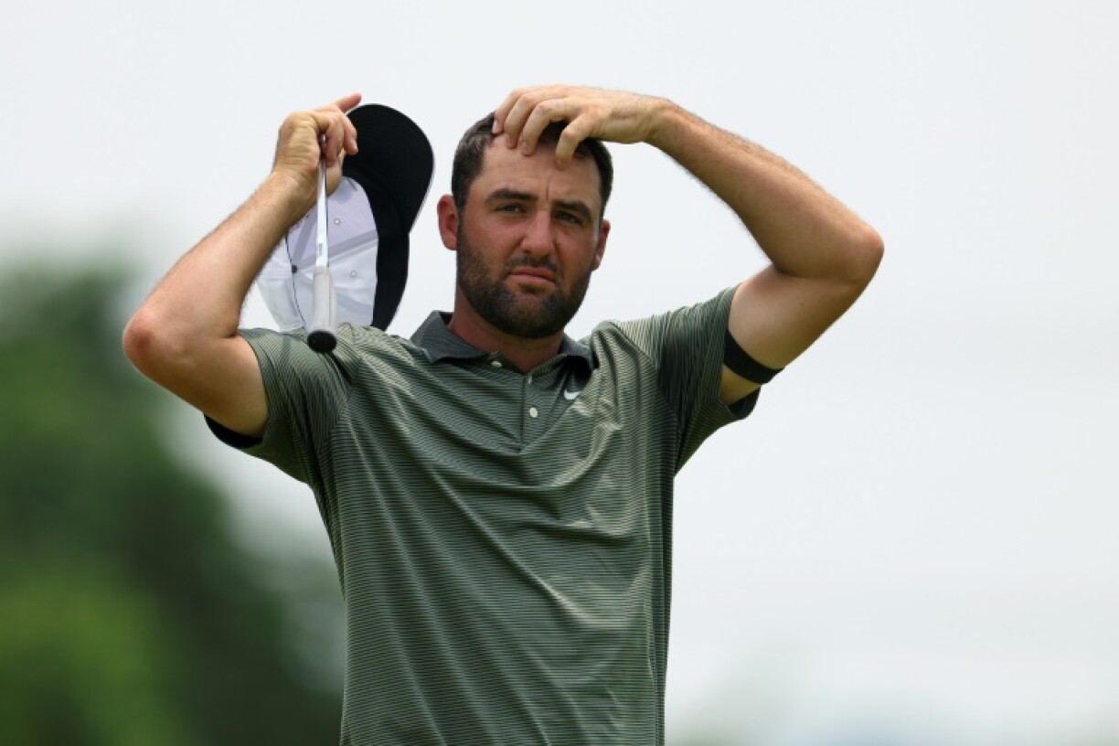 World number one Scottie Scheffler watches play during the second round of the US Open, where he fired a 71 at Oakmont
