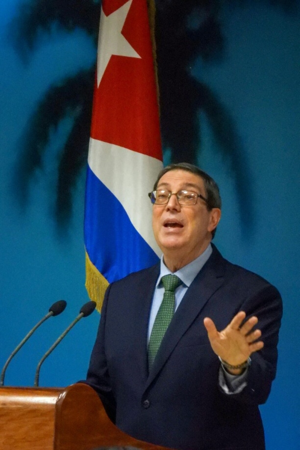 Le ministre cubain des Affaires étrangères Bruno Rodriguez s'exprime lors d'une conférence de presse à La Havane, le 22 octobre 2025