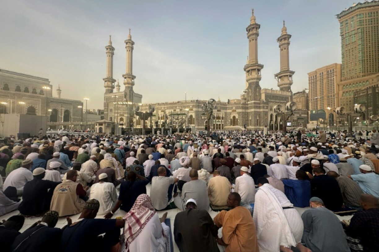 Muslim worshippers gather for prayers at the Grand Mosque complex in the holy city of Mecca