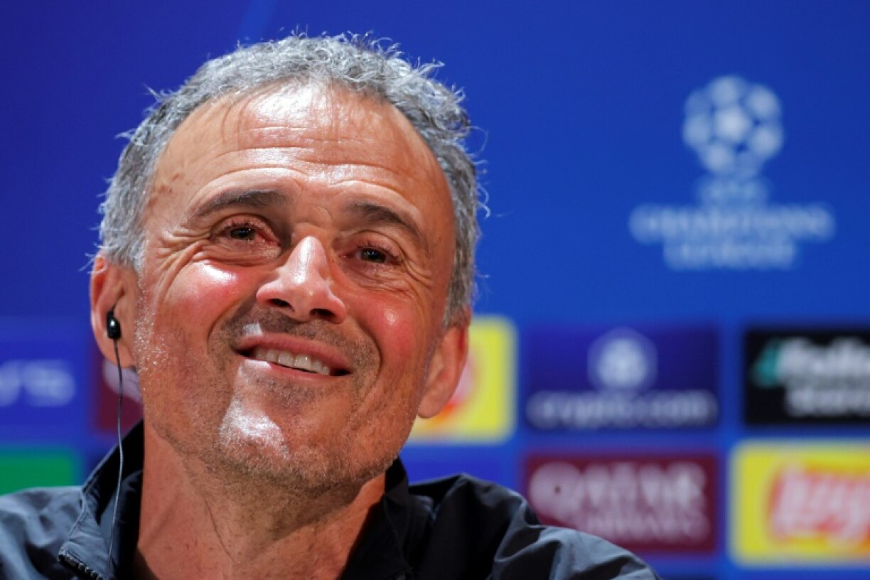Paris Saint-Germain coach Luis Enrique speaking to reporters on Tuesday, on the eve of his team's Champions League quarter-final first leg against Aston Villa