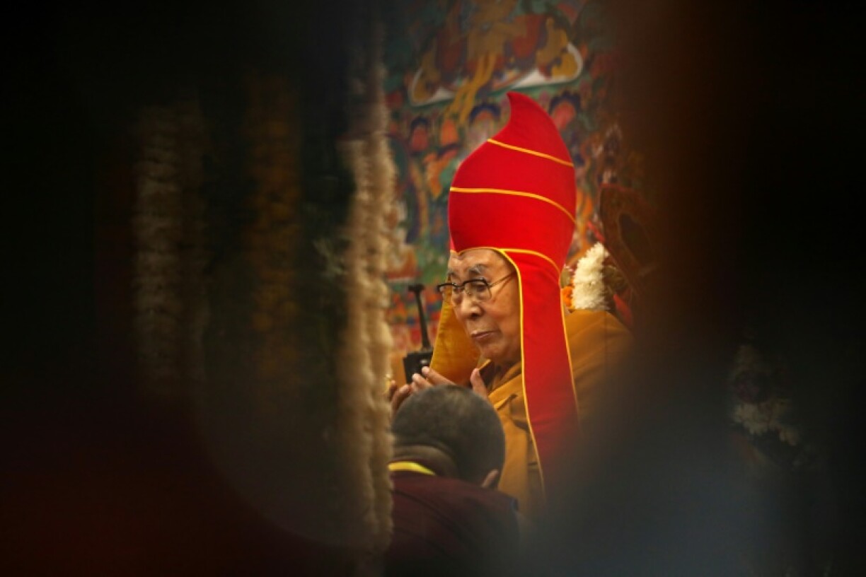 Tibetan spiritual leader the Dalai Lama attends a long-life prayer offering ceremony on July 5