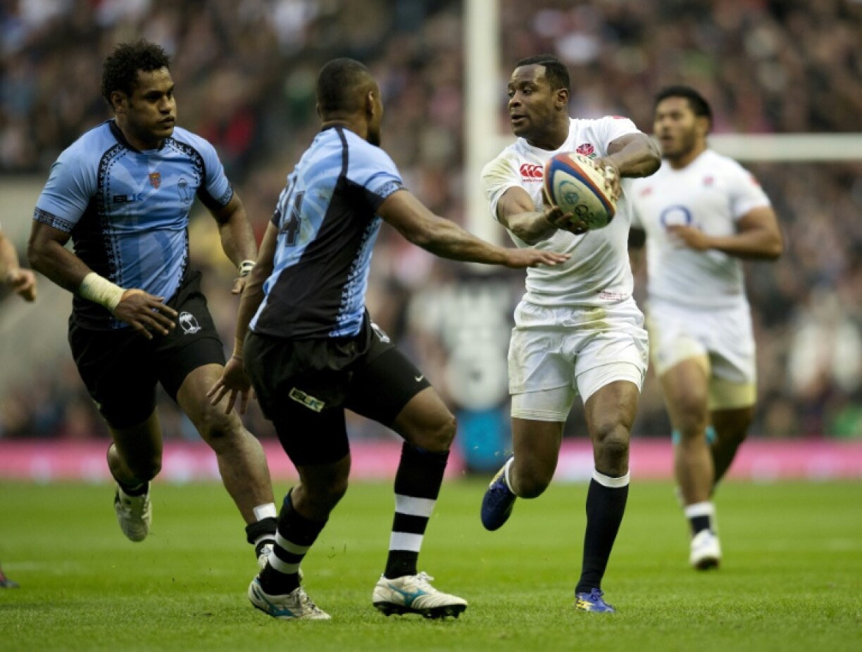 Former England wing Ugo Monye (R)