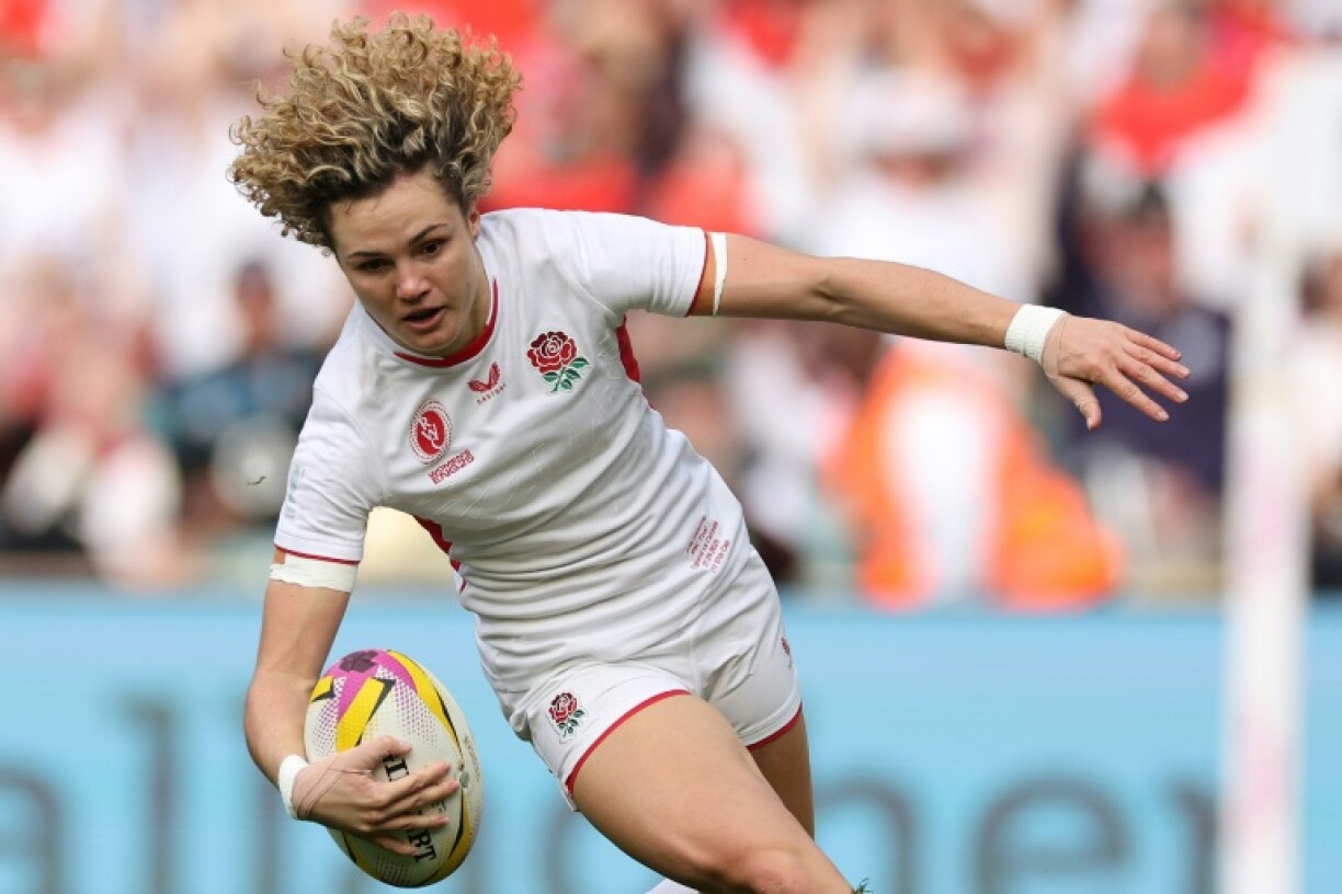 England full-back Ellie Kildunne scores a try in a 33-13 Women's Rugby World Cup final win over Canada at Twickenham