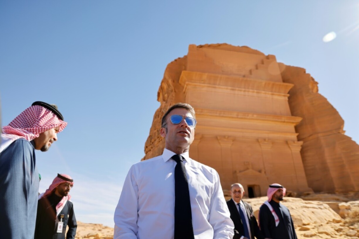 Macron strolled through the Al-Ula oasis, marvelling at ancient landmarks