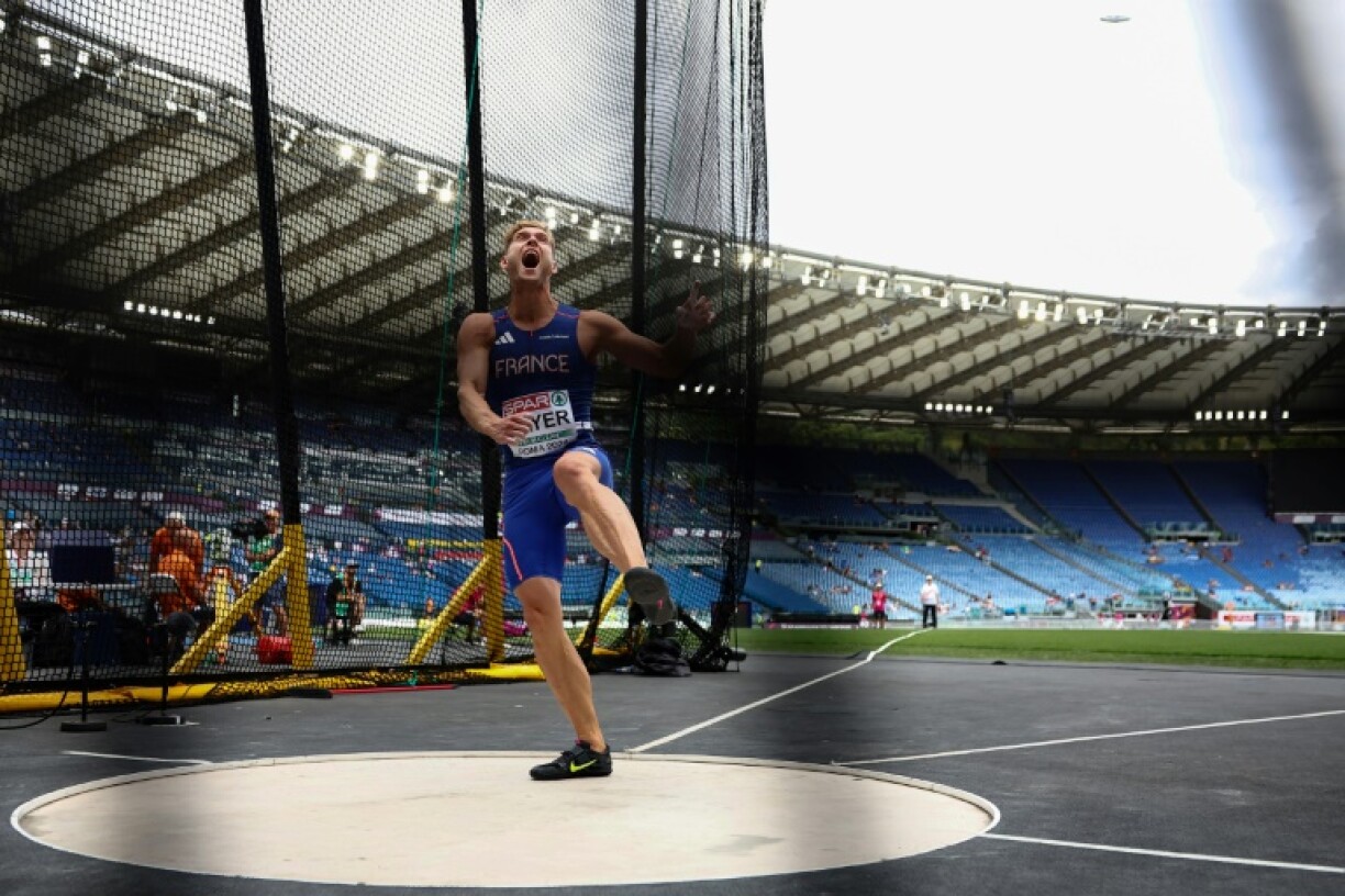 France's Kevin Mayer competes in the men's decathlon discus