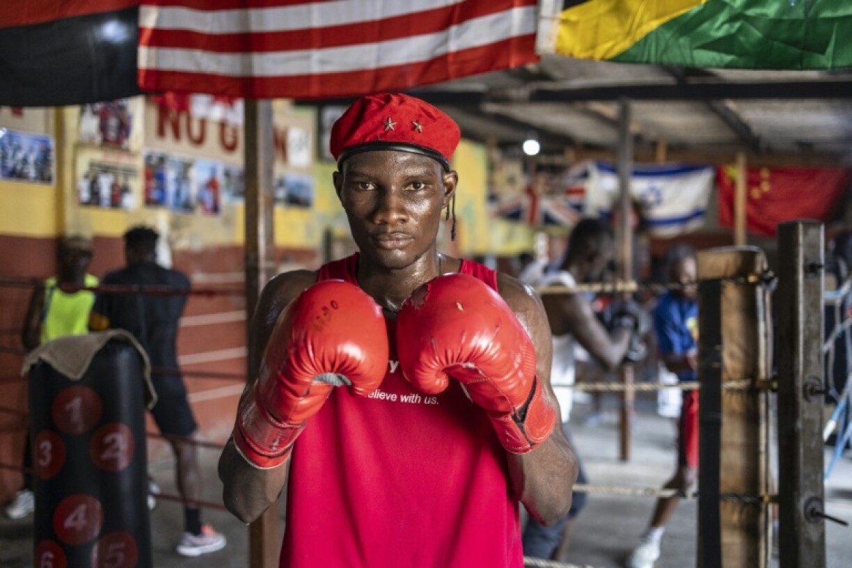 Precious Akai Nettey, one of the gym's stable of professional boxers
