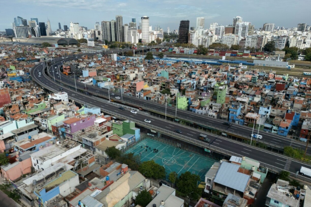 Aerial view of the Villa 31 shantytown in Buenos Aires