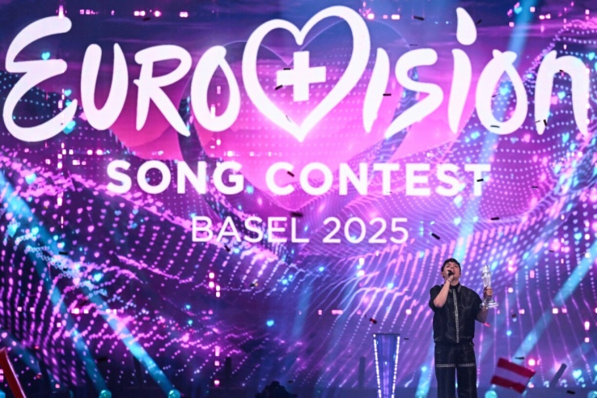 Le chanteur autrichien Johannes Pietsch, alias JJ, gagnant de l’Eurovision 2025 à Bâle, en Suisse, le 18 mai 2025