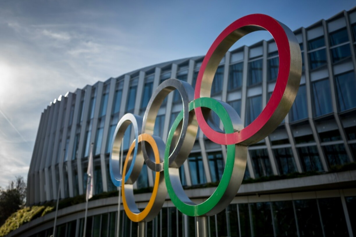 The Olympic rings outside the headquarters of the International Olympic Committee in Lausanne