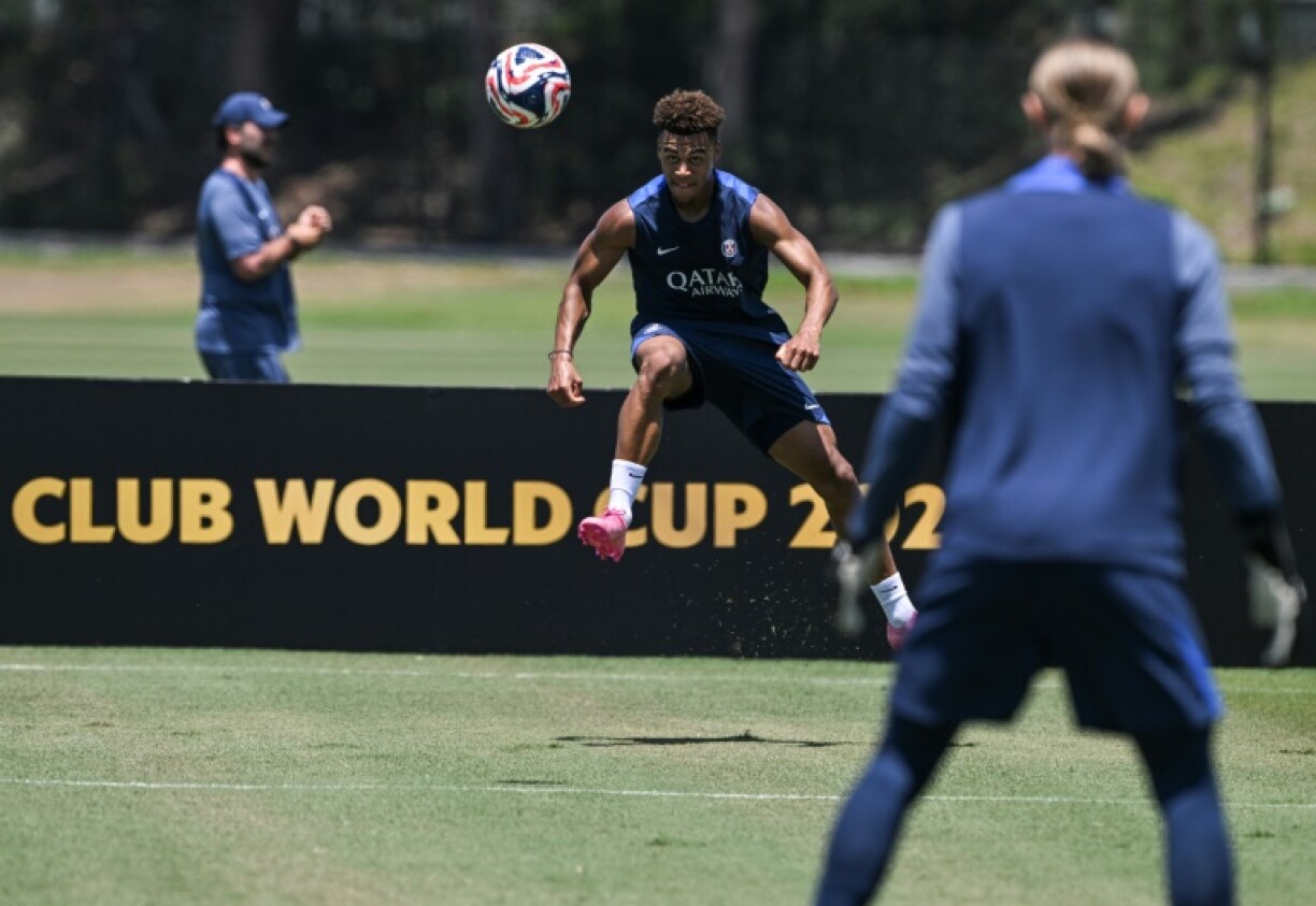 Paris Saint-Germain players training in Los Angeles on Saturday ahead of their opening game at the Club World Cup