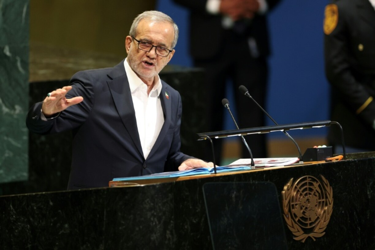 Le président iranien Massoud Pezeshkian lors de l'Assemblée général de l'ONU, le 24 septembre 2025 à New York