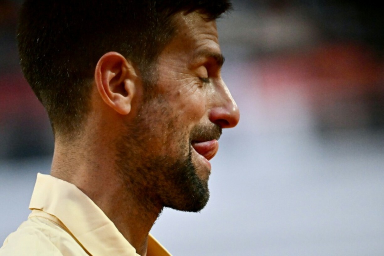 Le Serbe Novak Djokovic durant son match du 2e tour du Masters 1000 de Rome perdu 2-6, 6-2, 6-4 contre le Croate Dino Prizmic le 8 mai 2026