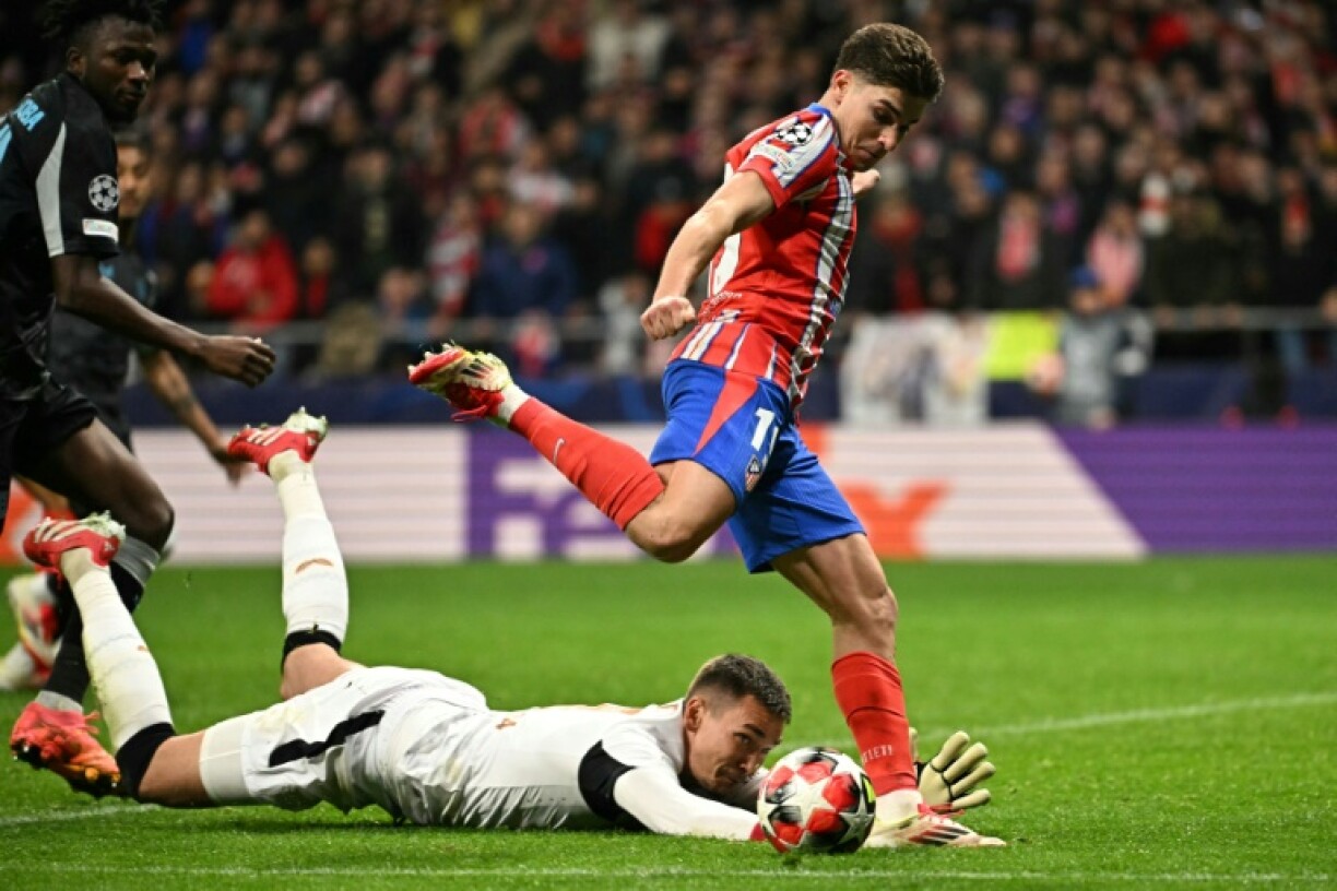 Atletico Madrid's Julian Alvarez scores the match winner as his side beat Bayer Leverkusen 2-1 at home