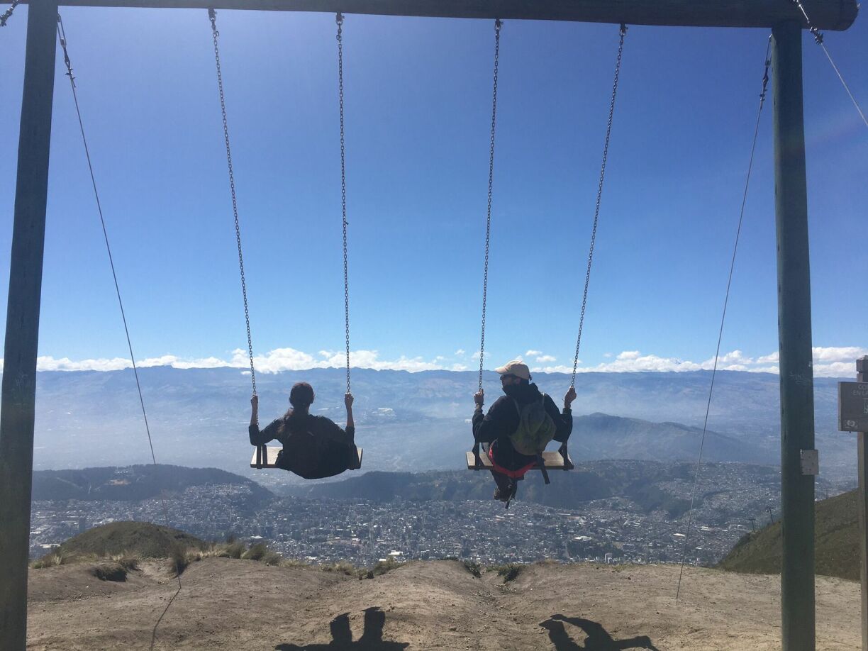 Corny, but beautiful: overlooking the Ecuadorian capital, Quito, 4,000 metres above sea level .