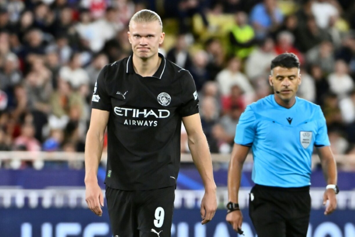 Erling Haaland scored twice in Man City's 2-2 draw at Monaco