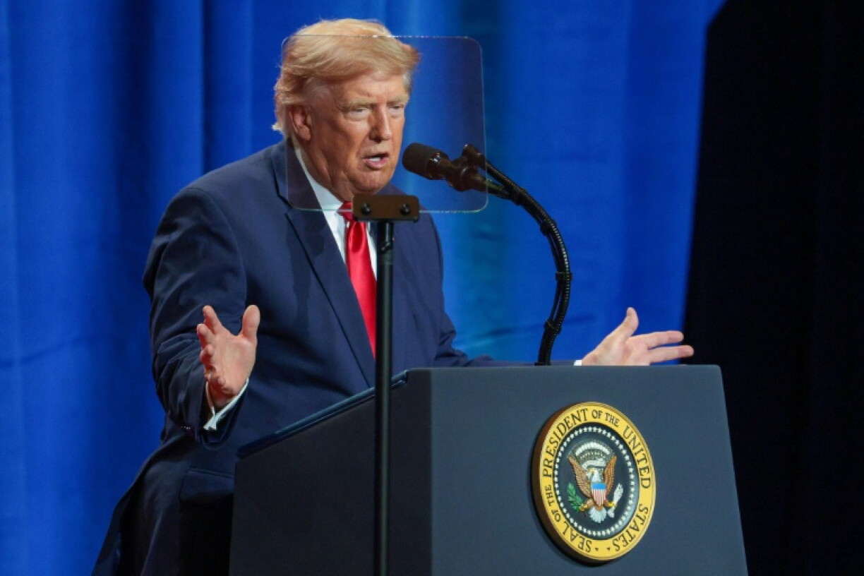 Le président américain Donald Trump prononce un discours lors d'un événement organisé à Las Vegas, dans le Nevada, le 5 août 2026