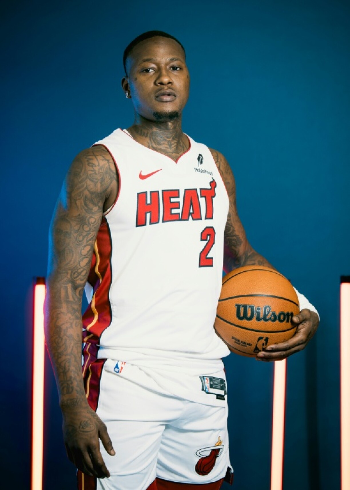 Miami Heat guard Terry Rozier poses during media day