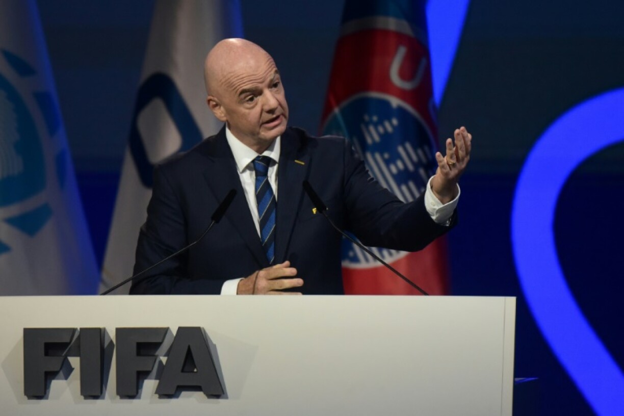 FIFA president Gianni Infantino speaks at FIFA's Congress in Paraguay on Thursday, where European delegates left early following the football supremo's late arrival