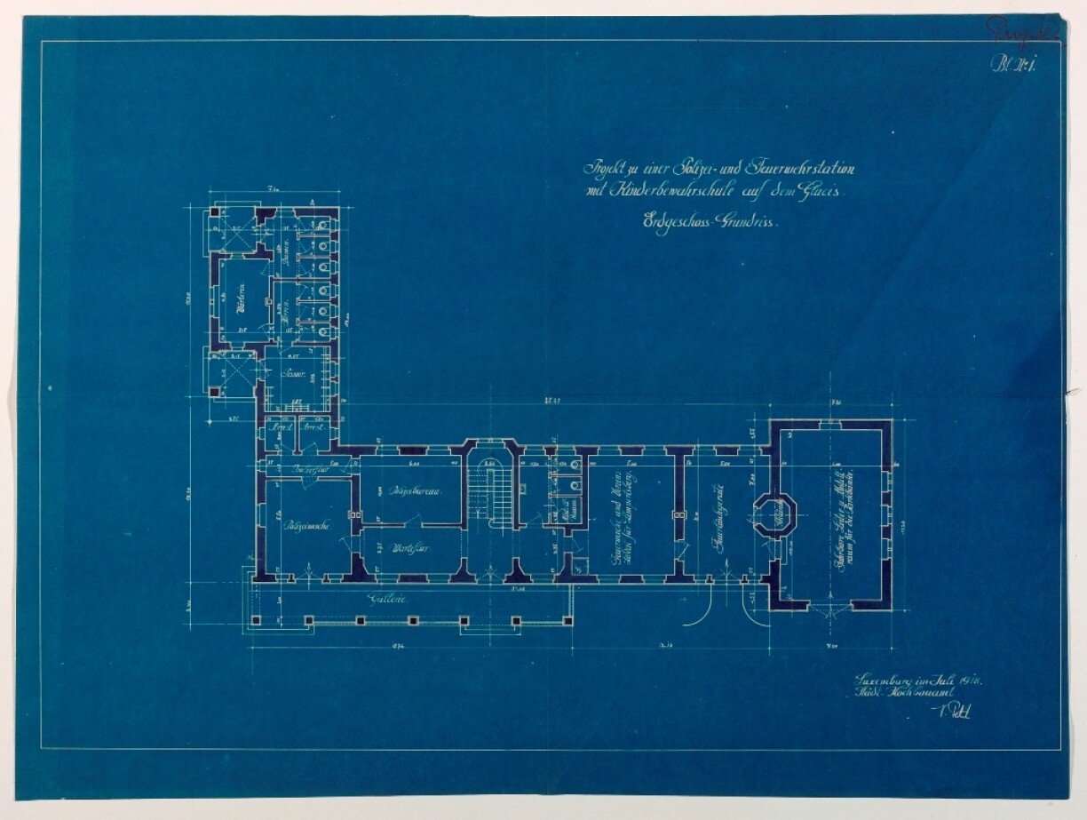 Plans for the police and fire brigade at Glacis.