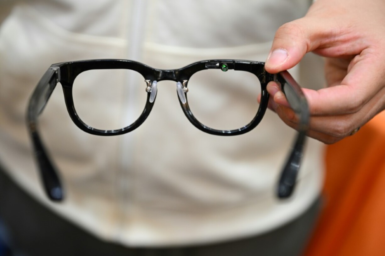 Halliday-branded smart glasses on display at the Consumer Electronics Show in Las Vegas, where wearable tech innovations are on prominent display