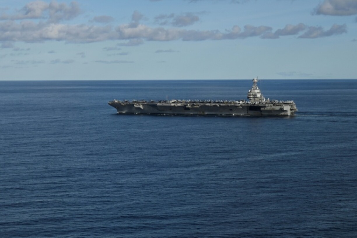 The US aircraft carrier USS Gerald R. Ford, seen here in the North Sea during a NATO exercise, is part of a strike group which arrived in the Latin American region, escalating a military buildup that has angered Venezuela