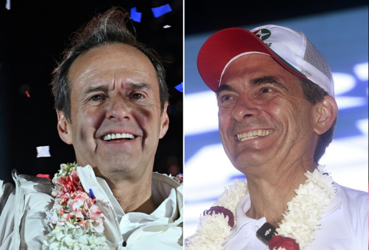 Former president Jorge 'Tuto' Quiroga Ramirez (L) was trailing Senator Rodrigo Paz (R), with both candidates projected to head to a runoff in October