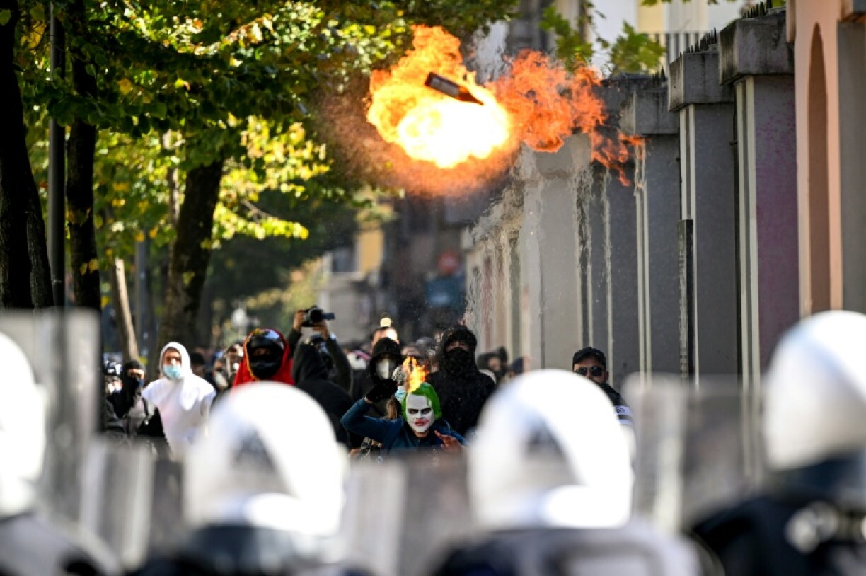 Protesters threw molotov cocktails as they clashed with police