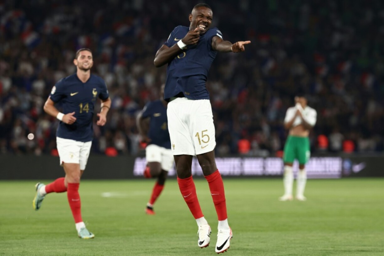 L'avant-centre Marcus Thuram fête son but contre l'Irlande, le second pour les Bleus, en qualifs de l'Euro au Parc des Princes, le 7 septembre 2023